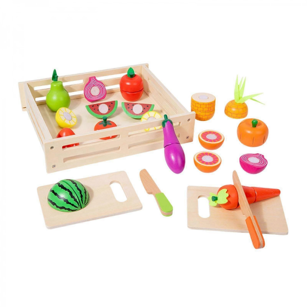 Color Matching Fruit & Veggie Cutting Toys Educational Play Set Multicolor 28x23.3x6.3cm-image-OPC-PJYTZB9-NEW