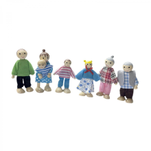 7-Piece Miniature Wooden Action Figure Set for Kids Toddlers Girls, Multicolor