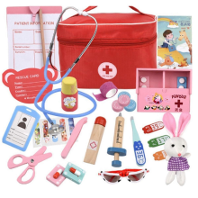 Doctor Toys for Children Set Kids Wooden Pretend Play Kit GamesRed