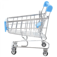 Mini Metal Supermarket Shopping Cart Handcart Pet Toy Sky Blue 11.50X10.00X8.00CM