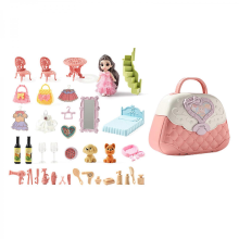 Plastic DIY Castle Villa Handbag Carry-A-Home Set for Dollhouse Toy Kids Pretend Play Girls Gifts 69 Handbag Set