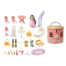 Plastic DIY Castle Villa Handbag Carry-A-Home Set for Dollhouse Toy Kids Pretend Play Girls Gifts 70 Castle Sets