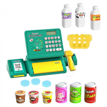Dinosaur Toy Cash Register for Pretend Play, Shopping Till & Food Toys, Gift for Boys Girls 3+ Years, 27x17x11cm