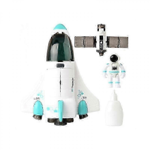 Blue Space Model Satellite Shuttle Rocket Aviation Series Toy with Sound and Light Spray for Early Education