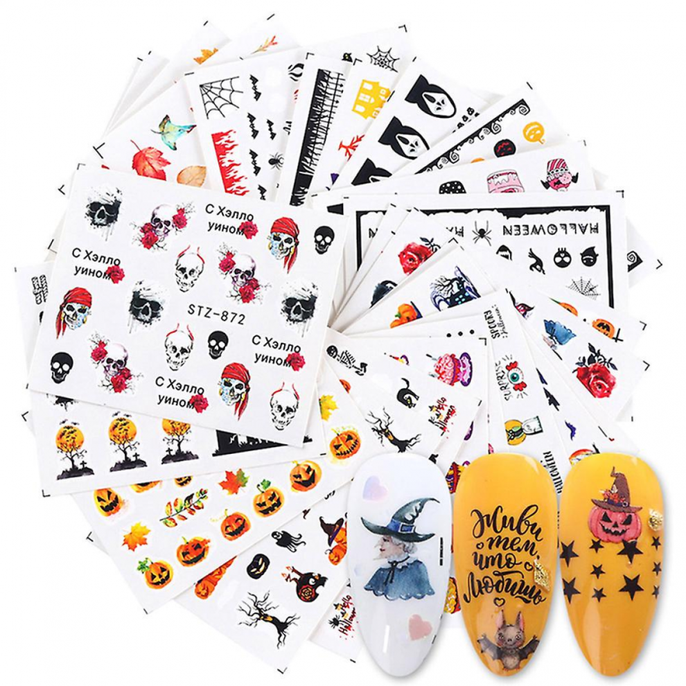 24pcs Halloween Nail Stickers for Women Girls Kids DIY Manicure