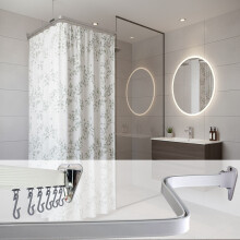 EcoSpa Professional Bendy Shower Curtain Track Rail - Adjustable L-P-U Chrome, Flexible Configurations with Gliders & Fixings