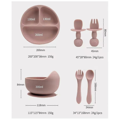 Baby Food Training Silicone Tableware with Suction Cup Bowls 1
