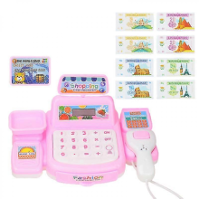 1 Set Realistic Cashier Model with Sound & Light, Detailed Plastic Parent-Child Interactive Cash Register Pretend Play Toy