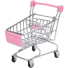 Mini Supermarket Trolley Toy Shopping Cart with Desk Storage Rack for Kids
