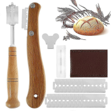 2pcs Bread Bakers Lame Slashing Tool, Stainless Steel Wood Handle Set with 20 Replacement Blades, Bread Cake Cutter