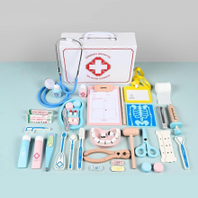 Realistic Wooden Medical Kit for Kids Doctor Pretend Roleplay Set