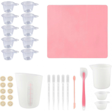 Silicone Measuring Cup Spatula Gloves Pipettes for Resin Mixing Crafts (19pcs Blue, 32pcs Pink Tool Set)