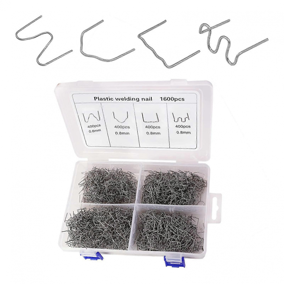 1200Pcs Hot Staples With Storage Box, 4 Types Wave Flat V M For Automotive Plastic Repair Welding Machine 1600Pcs 7632237379579