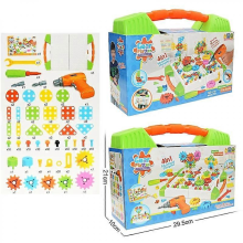 181pcs Children Electric Drill Toy Set with Box, Nut Disassembly Match Tool, Building Blocks Educational Design Gift for Boys