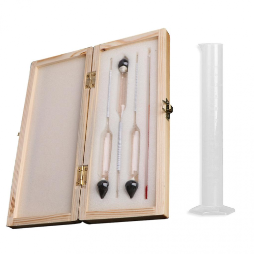 5 Pcs Vintage Hydrometer Tester Set with Alcoholmeter and Measuring Bottle