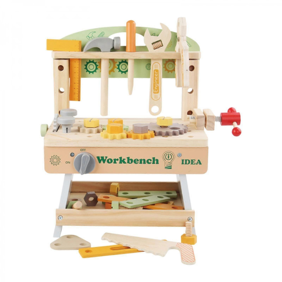 DIY Wooden Tool Bench Educational Toy for Kids 3-5 Years Old Birthday Gift Multicolor 29x18.5x37.3cm-image-OPC-PJYV956-NEW
