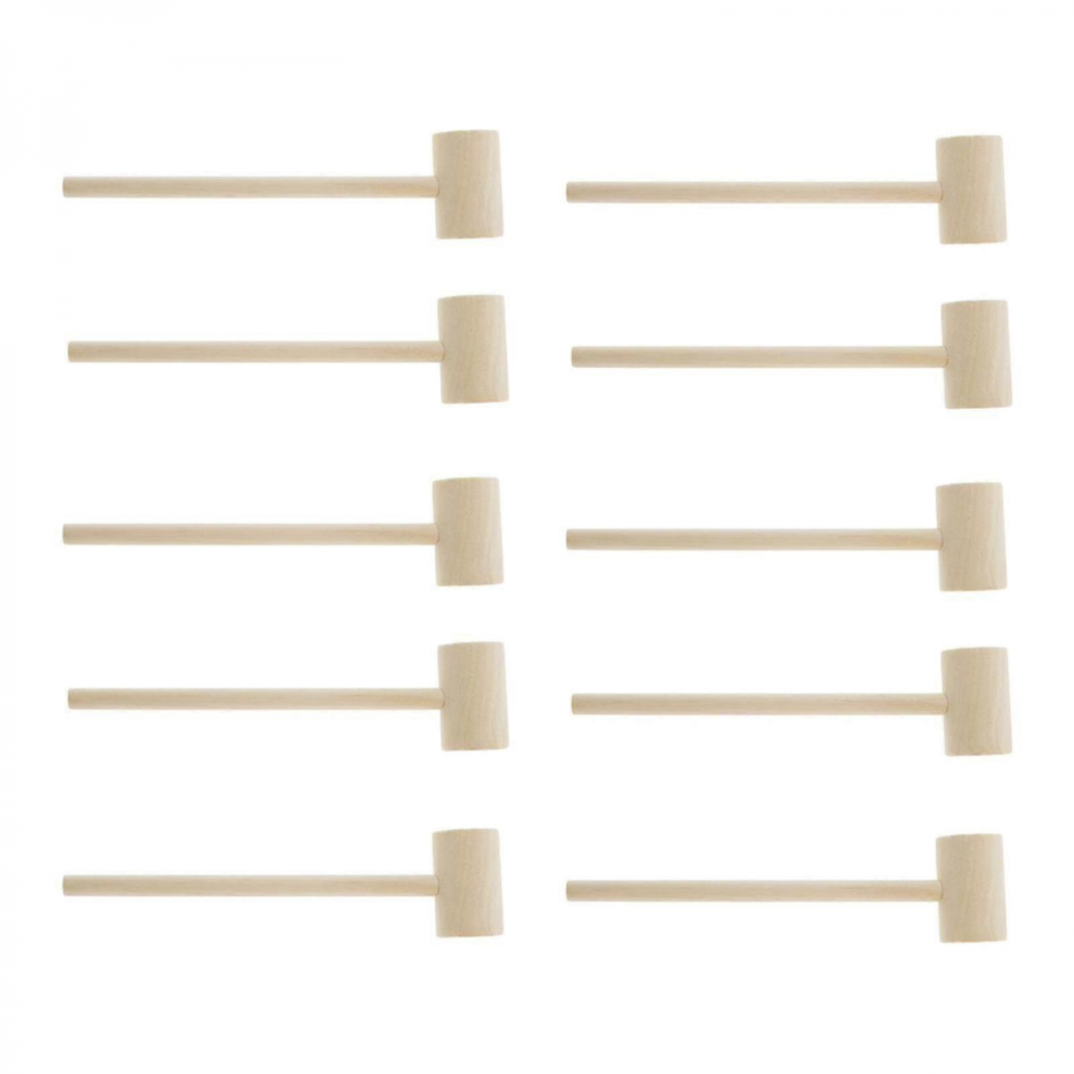Wooden Hammer 10 Pack Kids Toy Tools, Pound Game Mallet for Toddlers Role Play, Educational Pretend Play Gavel with Motor Skills Development 14.7cm-image-OPC-PJYV9N5-NEW