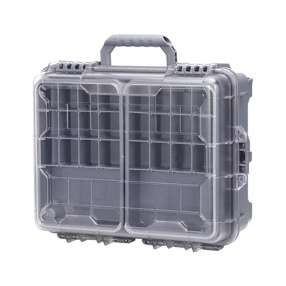 Gray Fishing Tackle Box with Multi-Grid Compartments-image-OPC-PJYV9QX-NEW