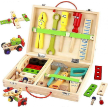Kids Wooden Toolbox Toy Set for Girls Ages 2-3, Educational Tool Case Christmas Gift