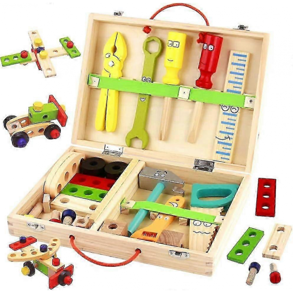Kids Wooden Toolbox Toy Set for Girls Ages 2-3, Educational Tool Case Christmas Gift-image-OPC-PJYVB2M-NEW