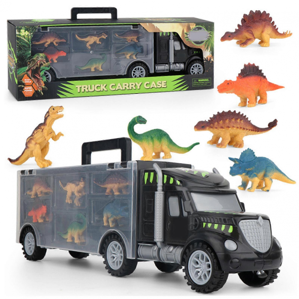 Dinosaur Truck Carrier Playset with Portable Handle and Smooth Edges, Perfect Gift for Kids-image-OPC-PJYVB62-NEW