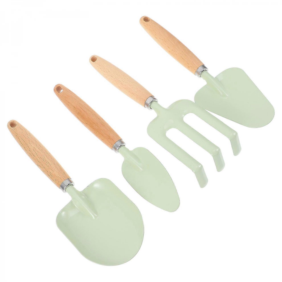 Bright Green Children Gardening Tools with Wooden Handle and Iron Heads, 1 Set 21.5X7CM-image-OPC-PJYVBGJ-NEW