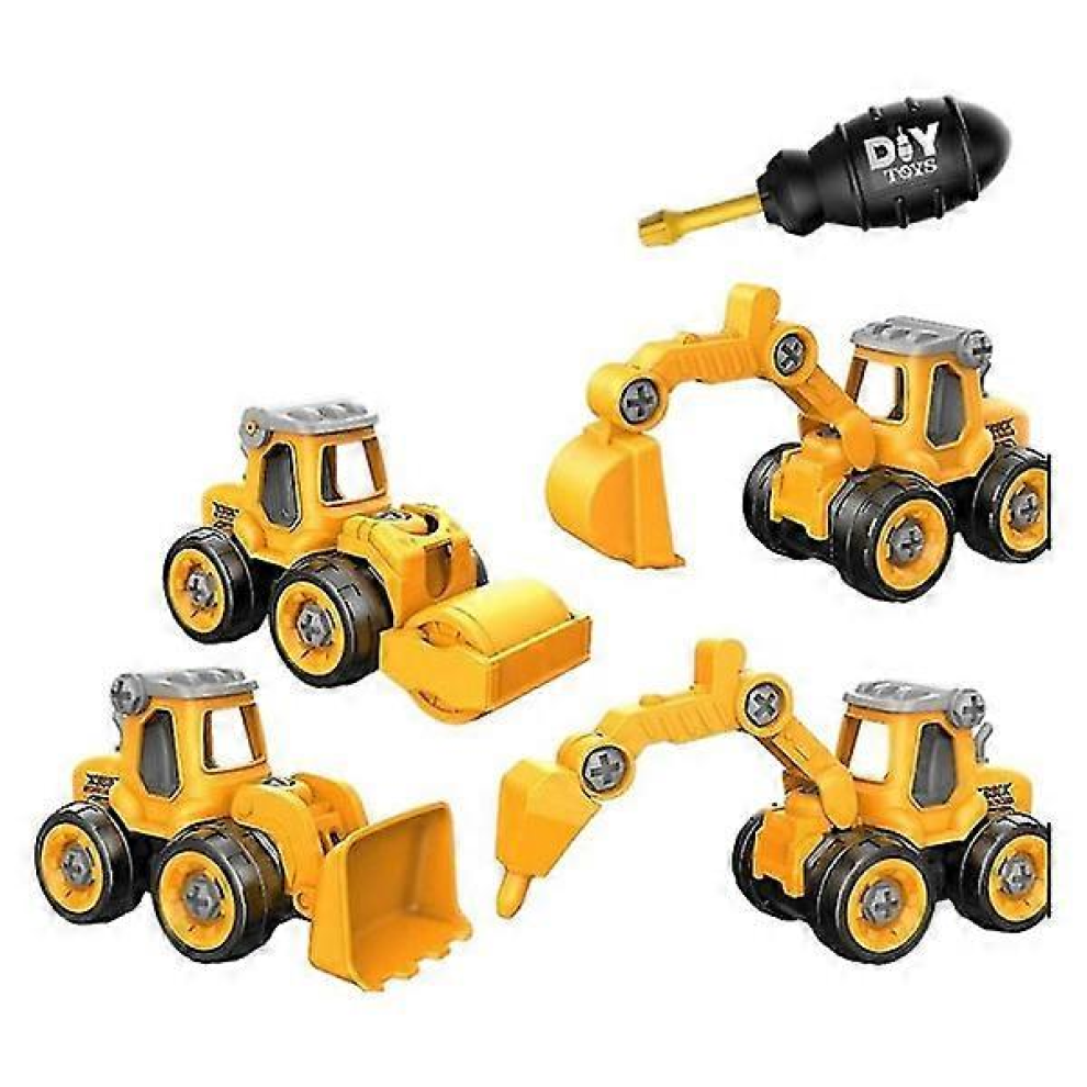 Detachable Engineering Vehicle Toy Set, Screw Assembly, Educational Disassembly Simulation Slide Model (Yellow)-image-OPC-PJYVBKJ-NEW