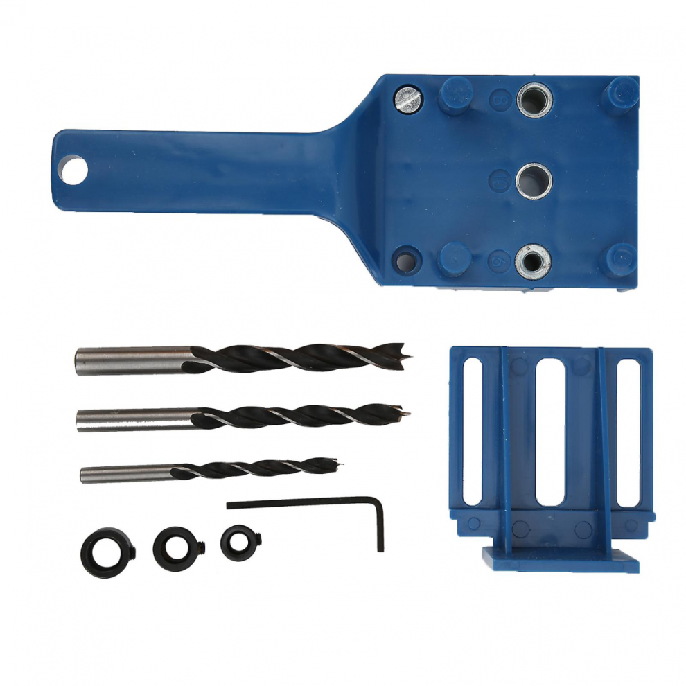 8 Pcs Blue Woodworking Doweling Jig, Precision Hole Locator & Drilling Guide Kit For Carpentry 7632237394305