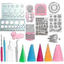 18-Piece Quilling Paper Kit with Cork Board, Slotted Tools and Artistic Creation