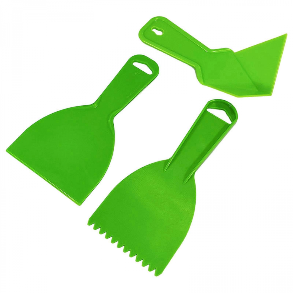 3-Piece Plastic Putty Scraper, Notched Spatula & Corner Trowel Set For Diy Home Improvement 7632237393728