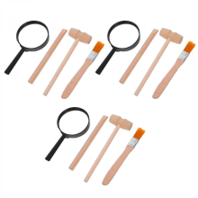 Wood Dinosaur Digging Tools for Kids, 3 Sets Assorted Colors, 14x4x2cm, Educational Hand-Eye Coordination