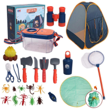 Kids Camping Set with Tent, Gear, and Pretend Play Outdoor Explorer Kit