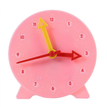 10cm Pink Learning Clock for Kids with 3 Moving Hands and 24-Hour Display