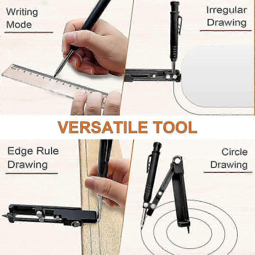 Multifunctional Scribe Tool with Deep Hole Pencil, Carpentry & Woodworking Scriber 2