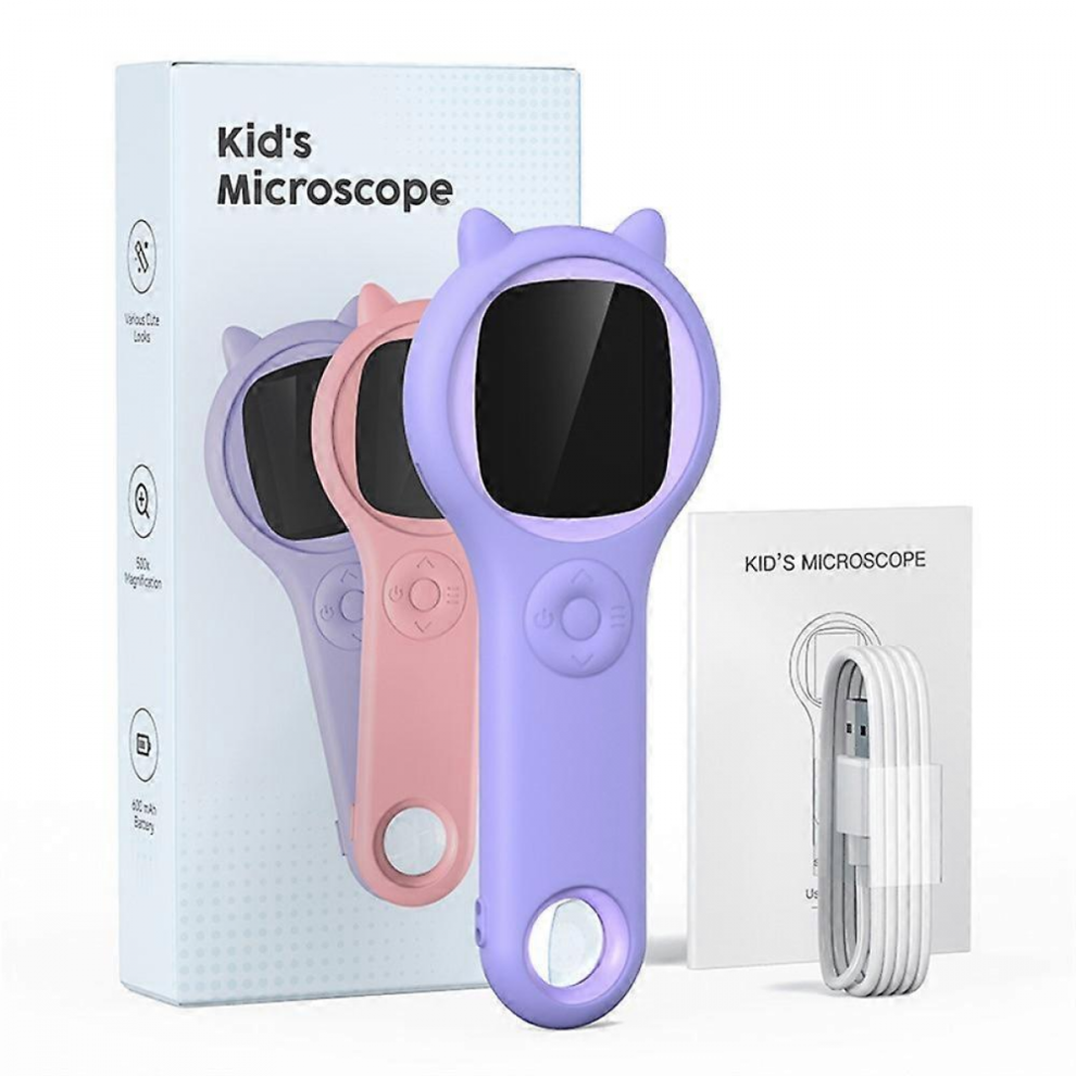 Purple 355 Digital Microscope 2 inch IPS HD Screen 500x Magnification Scientific Educational Toy-image-OPC-PJYVC5D-NEW
