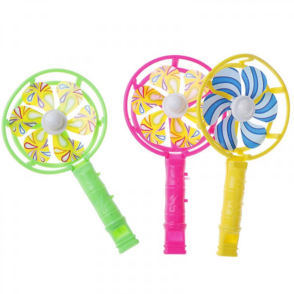 3Pcs/set Children Plastic Windmill Whistling Handle Toys Pinwheel One Size-image-OPC-PJYVC6X-NEW