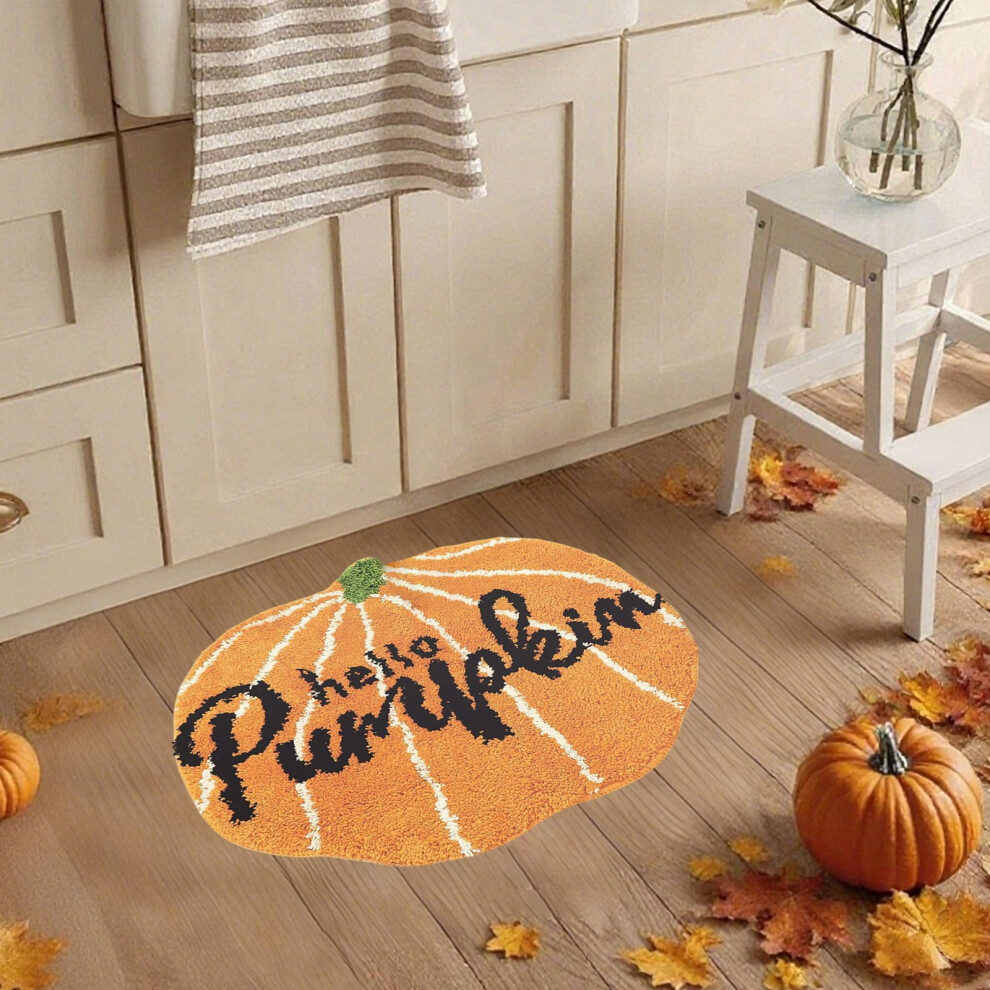 (D) Halloween Pumpkin Maple Leaves Shaped Floor Mat-image-OPC-PJYVKBT-NEW