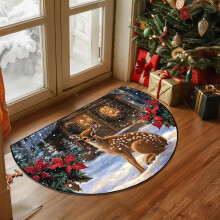 (A) Christmas Carpet Entrance Door Semicircle Mat