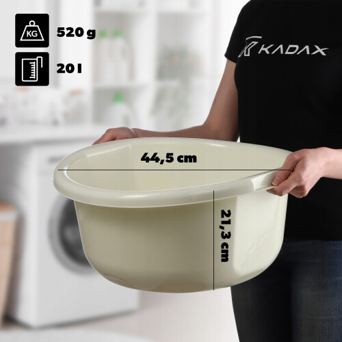 KADAX Kunststoffschüssel 20L, rundes Becken, Creme 2