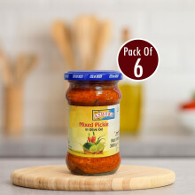 Ashoka Mixed Pickle in Olive Oil 300g (Pack of 6) – Authentic Tangy & Spicy Indian Pickle
