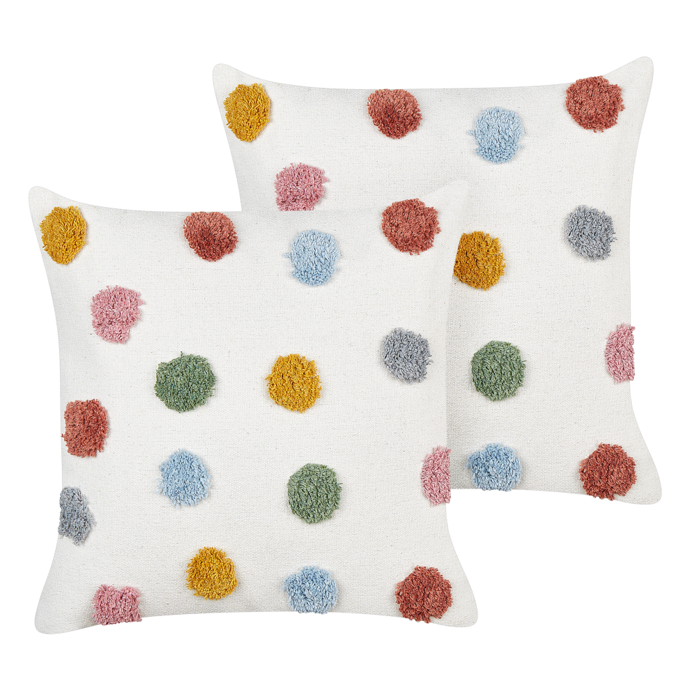 Set of 2 Decorative Cushions WALLFLOWER Cotton 45 x 45 cm White