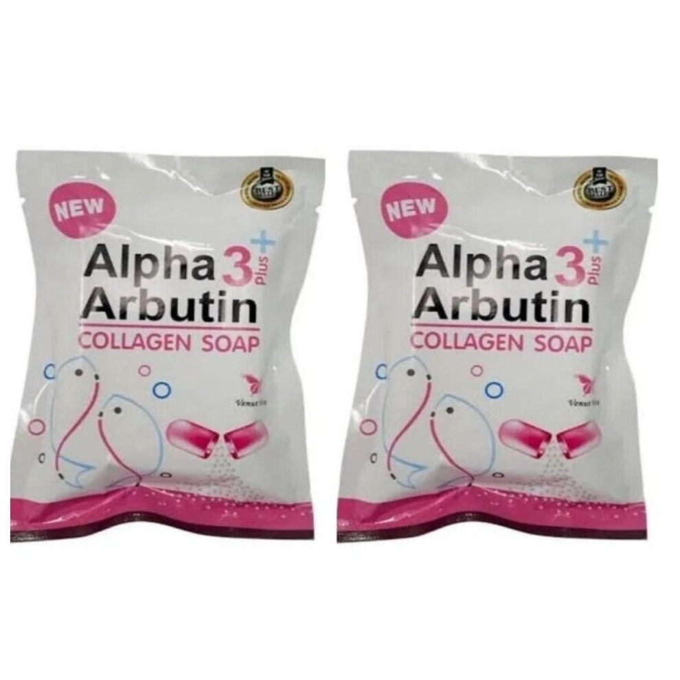 Alpha Arbutin  Alpha 3 Plus Arbutin Collagen blanching Soap Bars Soap Reduce Acne Scars - 2*80g (Pack Of 2)
