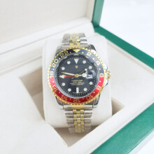 (Four cola rings, five beads, gold, black and red rings, black face) Coke ring Black basket ring Submariner Water Ghost solid steel band luminous quartz watch