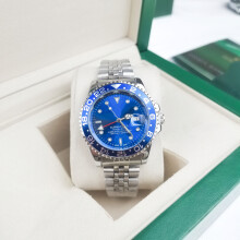 (Four-hand cola ring, five-bead silver strap, basket ring, blue dial) Coke ring Black basket ring Submariner Water Ghost solid steel band luminous quartz watch