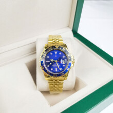 (Four-needle cola ring, five-zhu gold, black and blue ring, blue face) Coke ring Black basket ring Submariner Water Ghost solid steel band luminous quartz watch