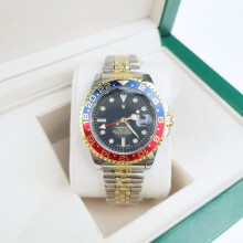 (Four cola rings, five beads, gold, red, blue rings, black face) Coke ring Black basket ring Submariner Water Ghost solid steel band luminous quartz watch