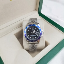 (Four-hand cola ring, five-baht silver strap, blue and purple bezel) Coke ring Black basket ring Submariner Water Ghost solid steel band luminous quartz watch