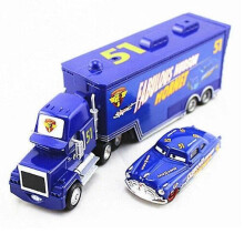 Cars No.51 Doc Hudson Hornet Mack Truck & Racer Druckguss-Spielzeugauto 1:55 Loose00