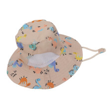 Kinder Baby Fischerhut 6-36 Monate Atmungsaktive Cartoon-Druck Sonnenhut Khaki