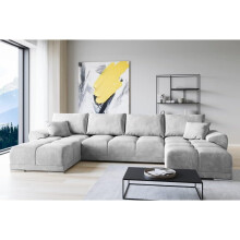 GABA LONDON U-Shaped Corner Sofa Bed Grey Matt Velvet